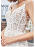 Ivory Floral Lace V Back Fabulous Wedding Dress